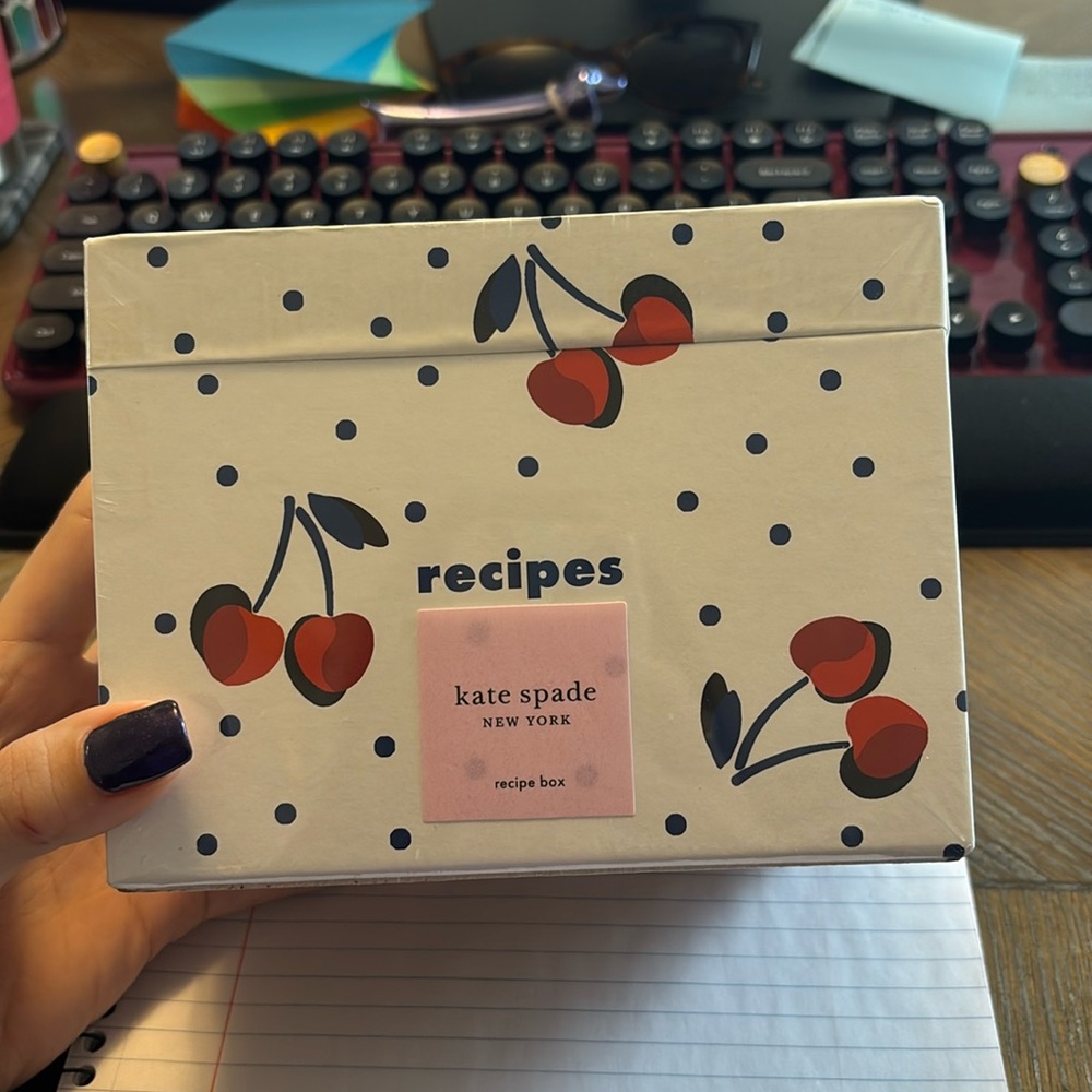 Kate Spade vintage cherries recipe box